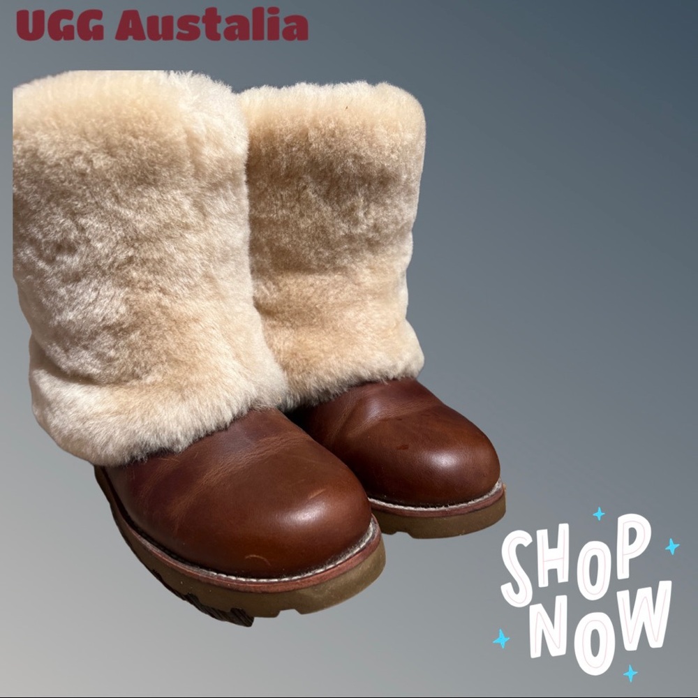 UGG Australia Patten Chestnut Leather Boots, size 5